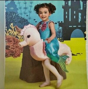 Mermaid Riding Seahorse Plush 3D Ride-Along Halloween Costume Pretend Play 5T